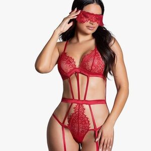 Red Lace One Piece Lingerie